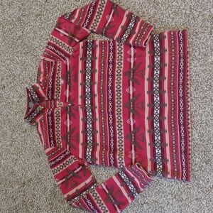 Ariat Women's Quarter Zip Pink Fleece Tribal Pullover Size L
